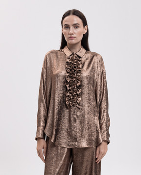 Momoni Bilancia Bis brown blouse with ruffles MOSH03017MO