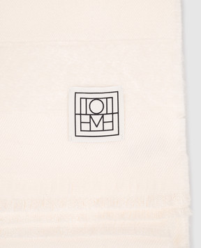 Toteme White alpaca wool scarf with logo 254WSC0115FB0510
