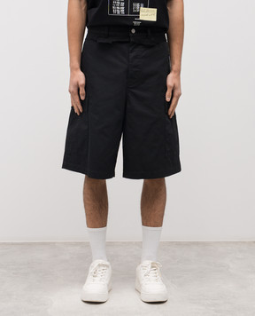 Maison Margiela MM6 Black cargo shorts with emblem SH0MU0021MTN137