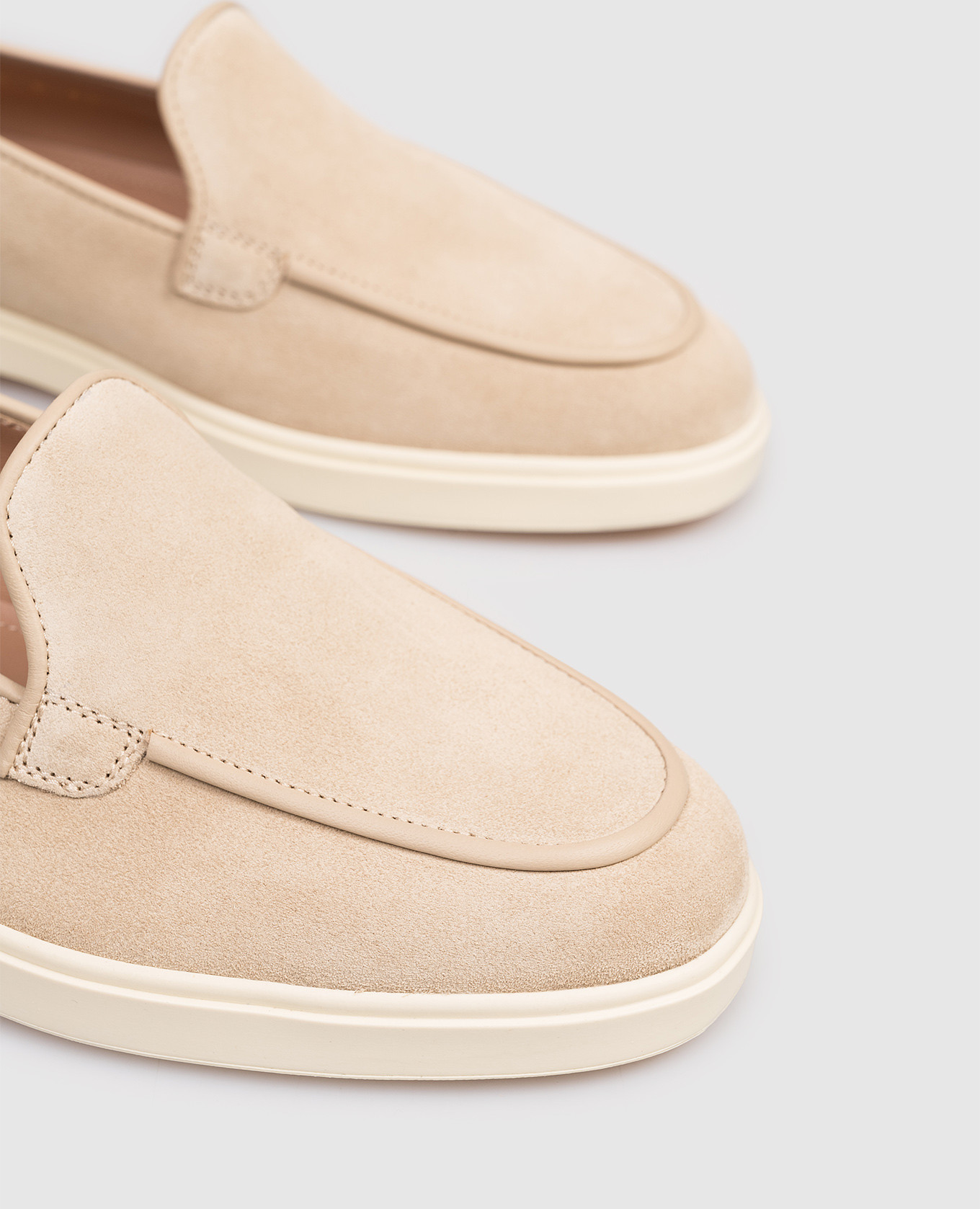 

Beige suede loafers with textured logo Santoni