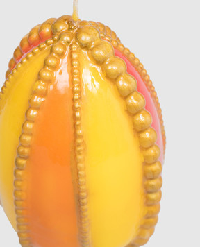 Cereria Introna Yellow egg-shaped candle with beads 2192