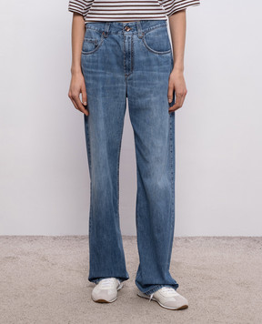 Brunello Cucinelli Blue jeans with logo patch MH192P5565
