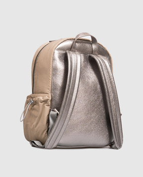 Brunello Cucinelli Children's beige backpack with embroidery BG551B083