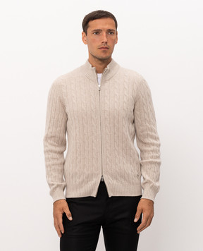 Enrico Mandelli Beige wool and cashmere cardigan with a pattern 4K083A6211