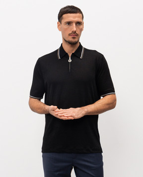 Stefano Ricci Black linen polo shirt K919070P31T26104