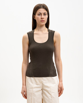 JOSEPH Alaou Khaki Ribbed Linen Top JF009769
