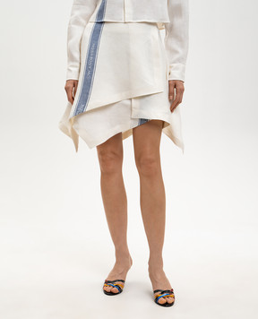JW Anderson Ivory linen layered skirt SK0205PG1898