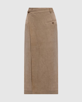 UMA WANG Beige Grace skirt with linen UW2006