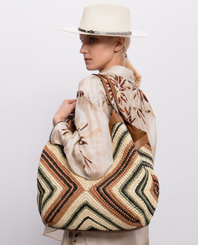 Gianni Chiarini Dua beige raffia tote bag BS12190DIAMIX