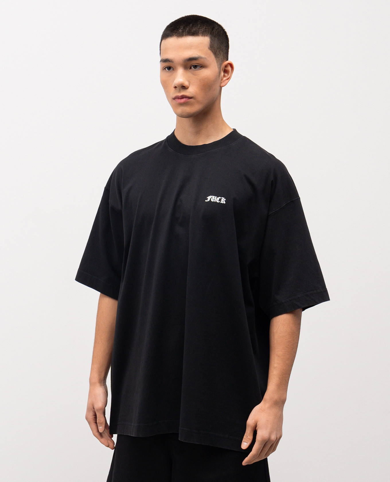 

Black cotton T-shirt with contrast print Vetements