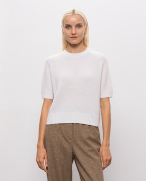 Allude Ivory cashmere short-sleeved sweater 26511152