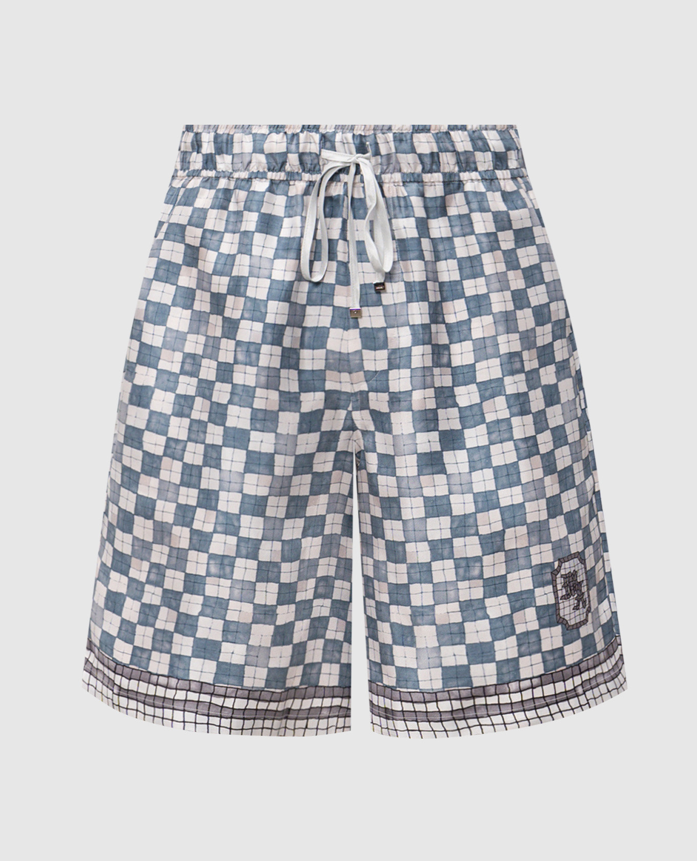 Checked silk shorts