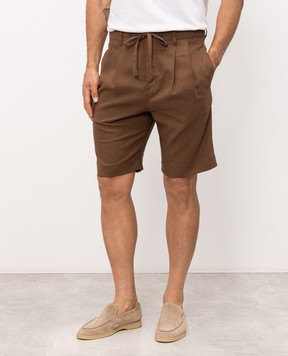Officina 36 Brown linen shorts 0259500569