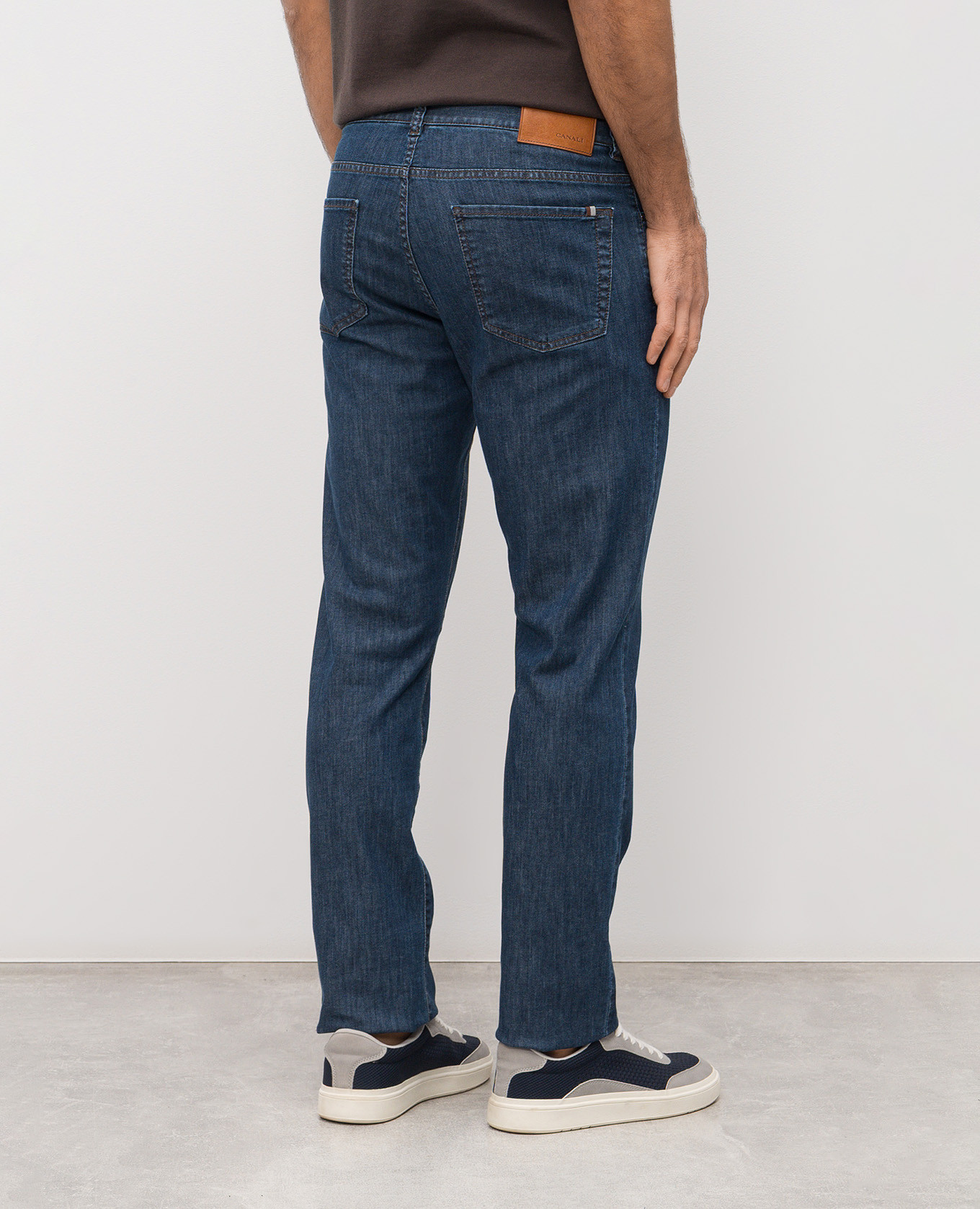 

Blue jeans with logo patch Canali