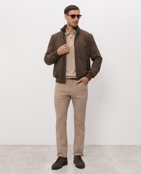 Stefano Ricci Beige cashmere and silk polo with zipper K606003Z40F26303