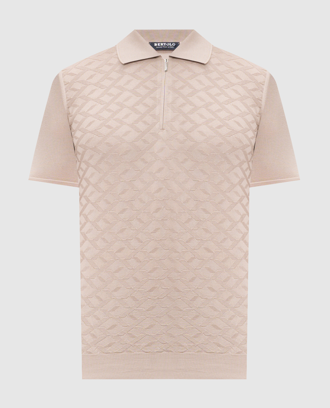 

Beige silk polo shirt with a pattern Bertolo Cashmere