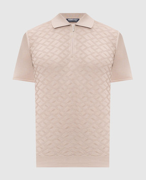 Bertolo Cashmere Beige silk polo shirt with a pattern 902532002544