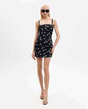 Dolce&Gabbana Black mini dress with silk F663HTFSA9C