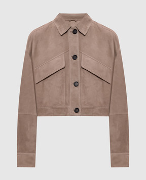 Brunello Cucinelli Brown suede jacket with chain MPCAI7802