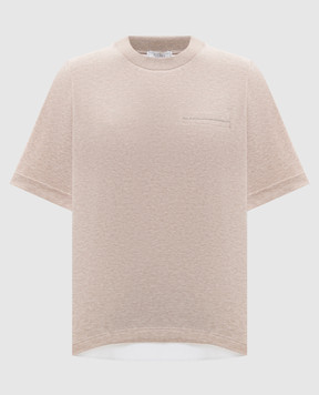 Peserico Beige melange T-shirt with monil chain S06918J06766A