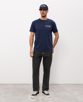 Sporty & Rich Blue t-shirt with logo print TO04365264BL106