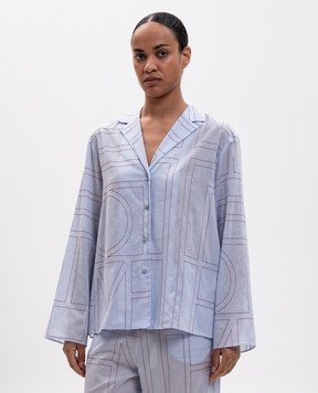 Toteme Blue shirt with contrasting monogram embroidery 243WRT976FB0239