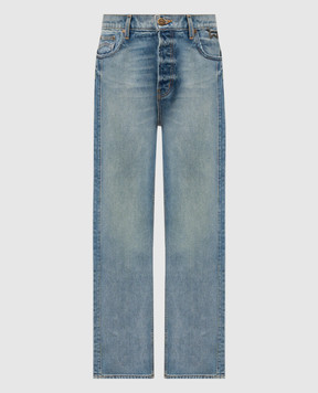 Rhude TRAXEDO blue jeans with a worn effect RHPS26DP02012