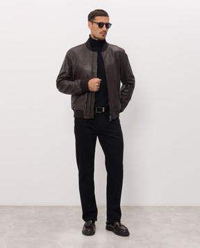 Trussardi Brown leather bomber jacket R302M000053NML901L01