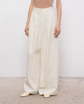 UMA WANG Beige palazzos with linen UW3017