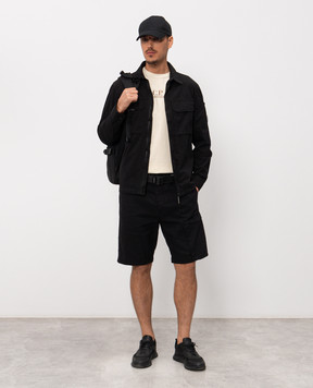 C.P. Company Black zip-up shirt with logo patch MOS156A110143G