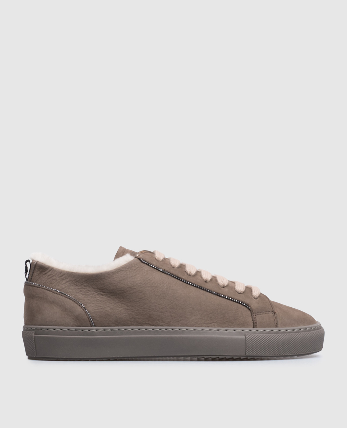 Brown nubuck sneakers with fur