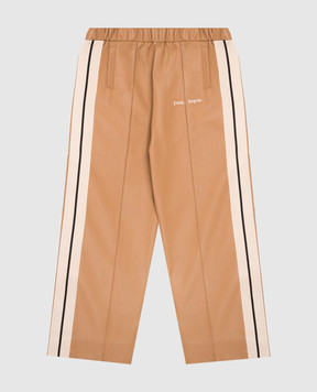 Palm Angels Children's beige pants with branded ribbon F6PAJBPA165