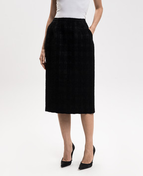 Dolce&Gabbana Black tweed midi skirt with wool F4DG9TFQZBD