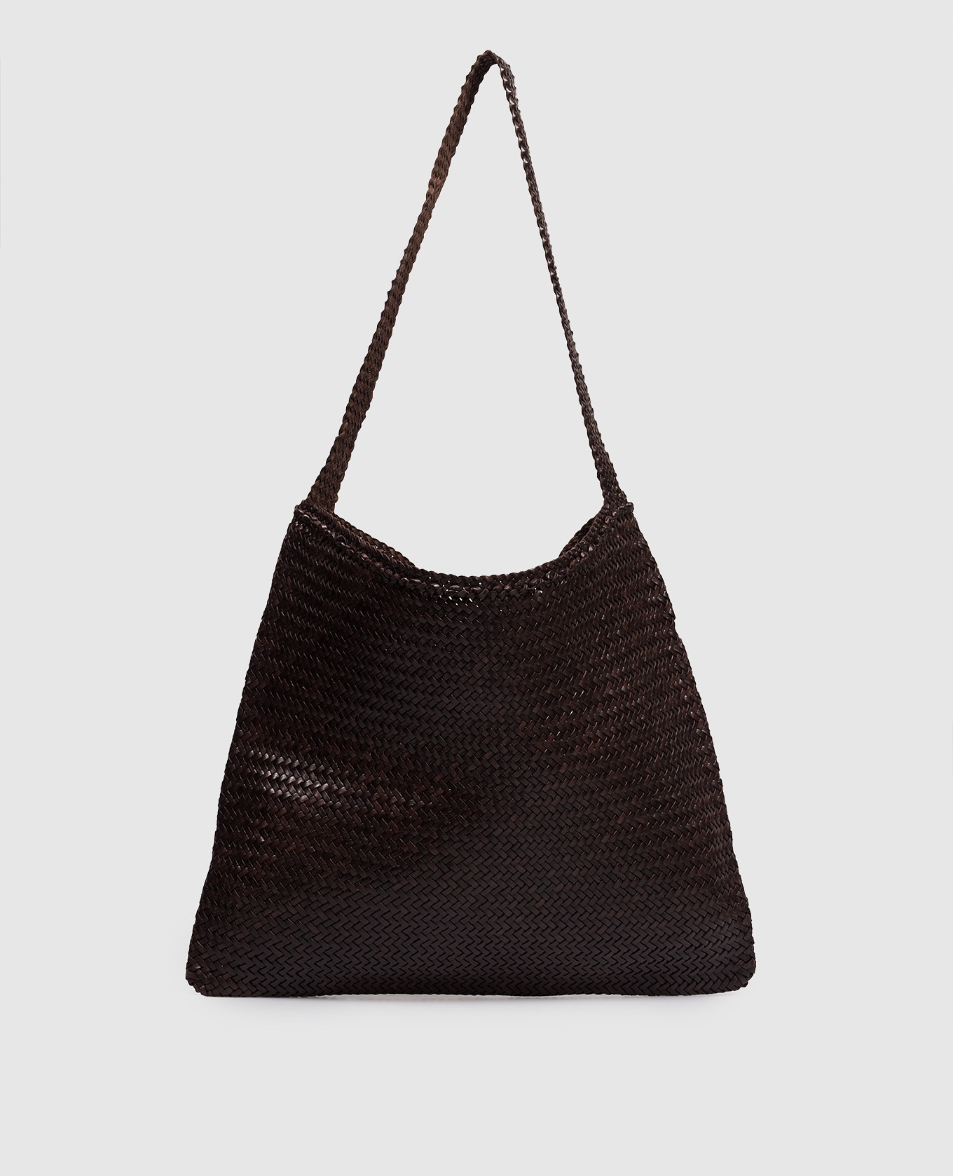 

Brown Leather Woven Ars Tote Bag Dragon
