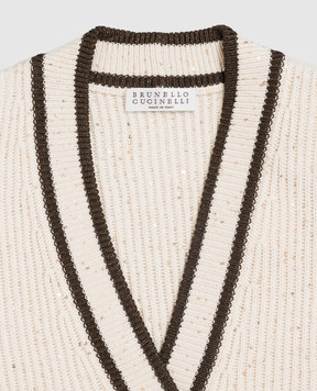 Brunello Cucinelli Children's beige cardigan with sequins BDVM77406C