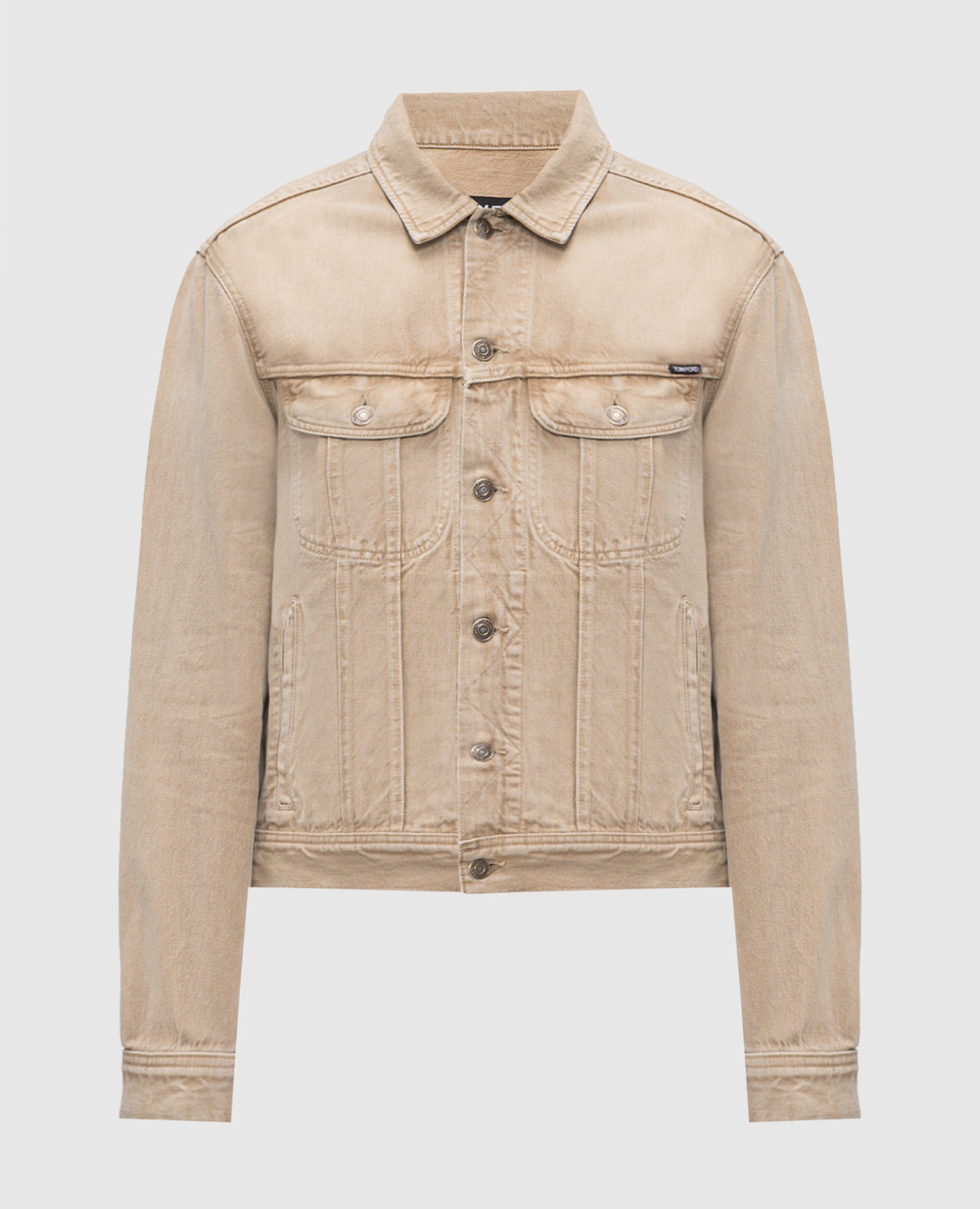 

Beige denim jacket with logo patch Tom Ford