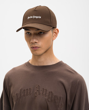 Palm Angels Brown cap with logo embroidery PMLB104S26FAB004