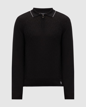 Stefano Ricci Black wool, silk and cashmere polo shirt KE08020P30E26370