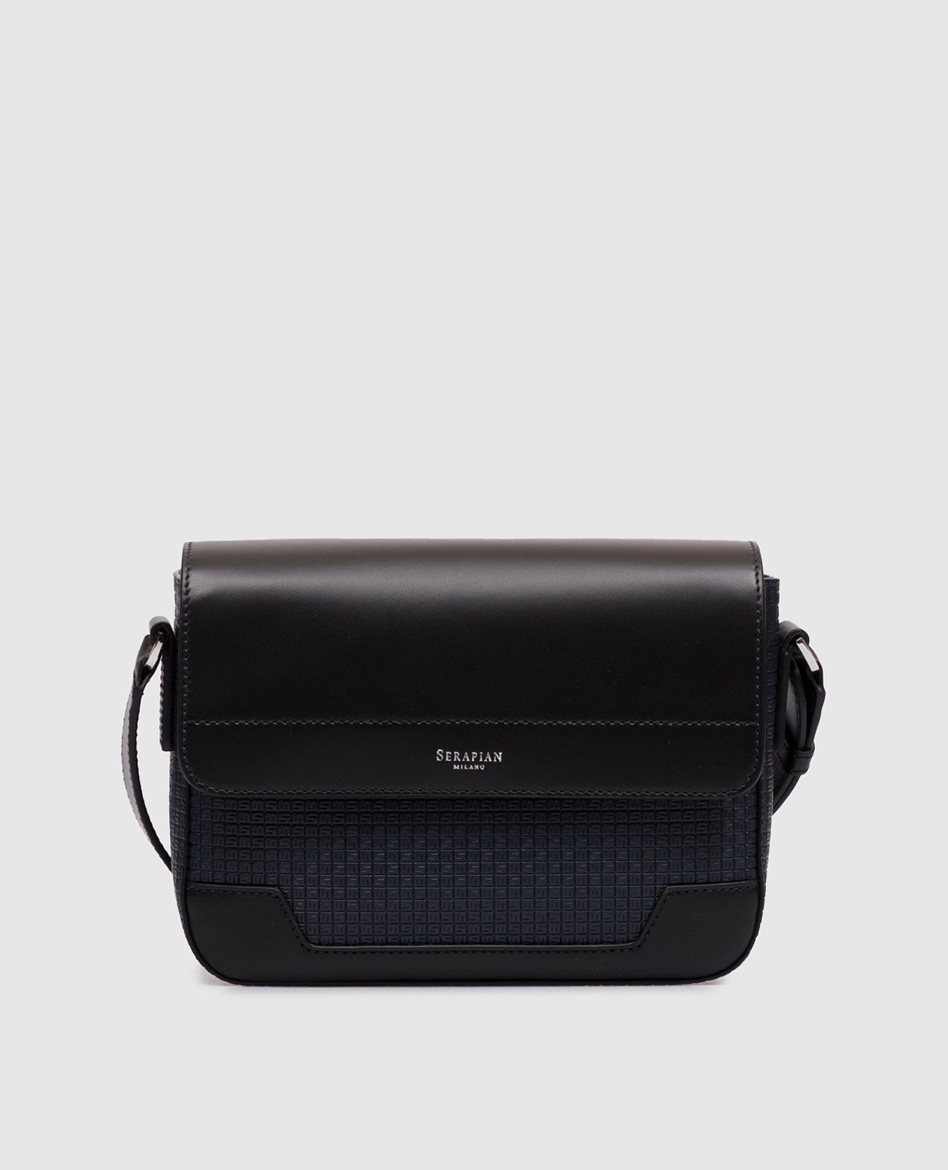 Blue leather messenger bag