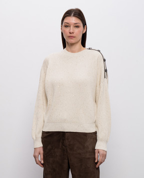 Brunello Cucinelli Beige sweater with sequins MDV745800P