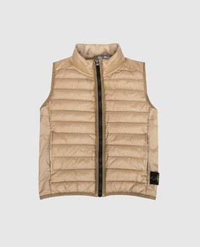 Stone Island Children's brown down vest with logo patch L1S16G100002S002414