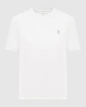 Brunello Cucinelli White T-shirt with embroidered emblem M0B131328G