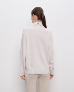 Peserico Ivory wool, silk and cashmere sweater with monil chain A99231F07B9283
