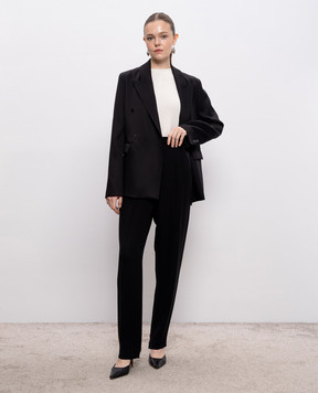 Loulou de Saison Black double-breasted jacket HORN with wool HORNLDS