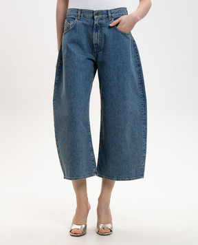The Attico Blue denim culottes with logo patch 260WCP00293DDD116AA