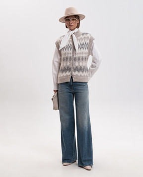 Peserico Beige alpaca wool vest A93141F03H9100