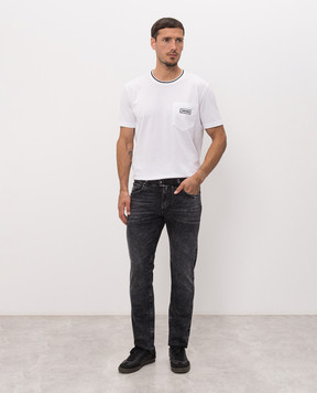 Dolce&Gabbana Grey slim jeans with logo patch GY07CDG8PI6