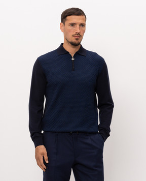 Stefano Ricci Blue wool, silk and cashmere polo shirt K202025P30F26393