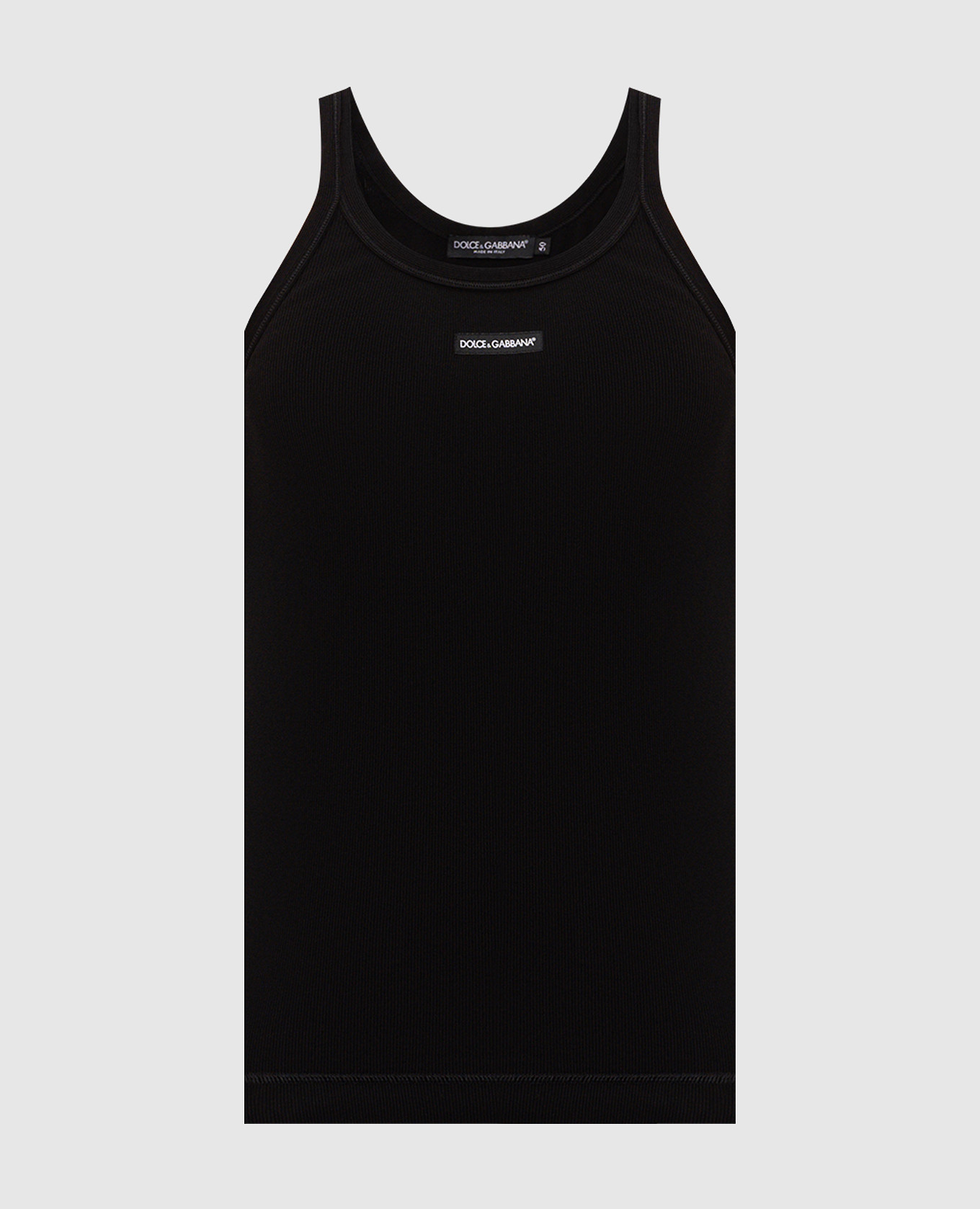 Black ribbed T-shirt with logo patch