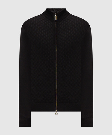 Black cardigan made of wool, silk and cashmere